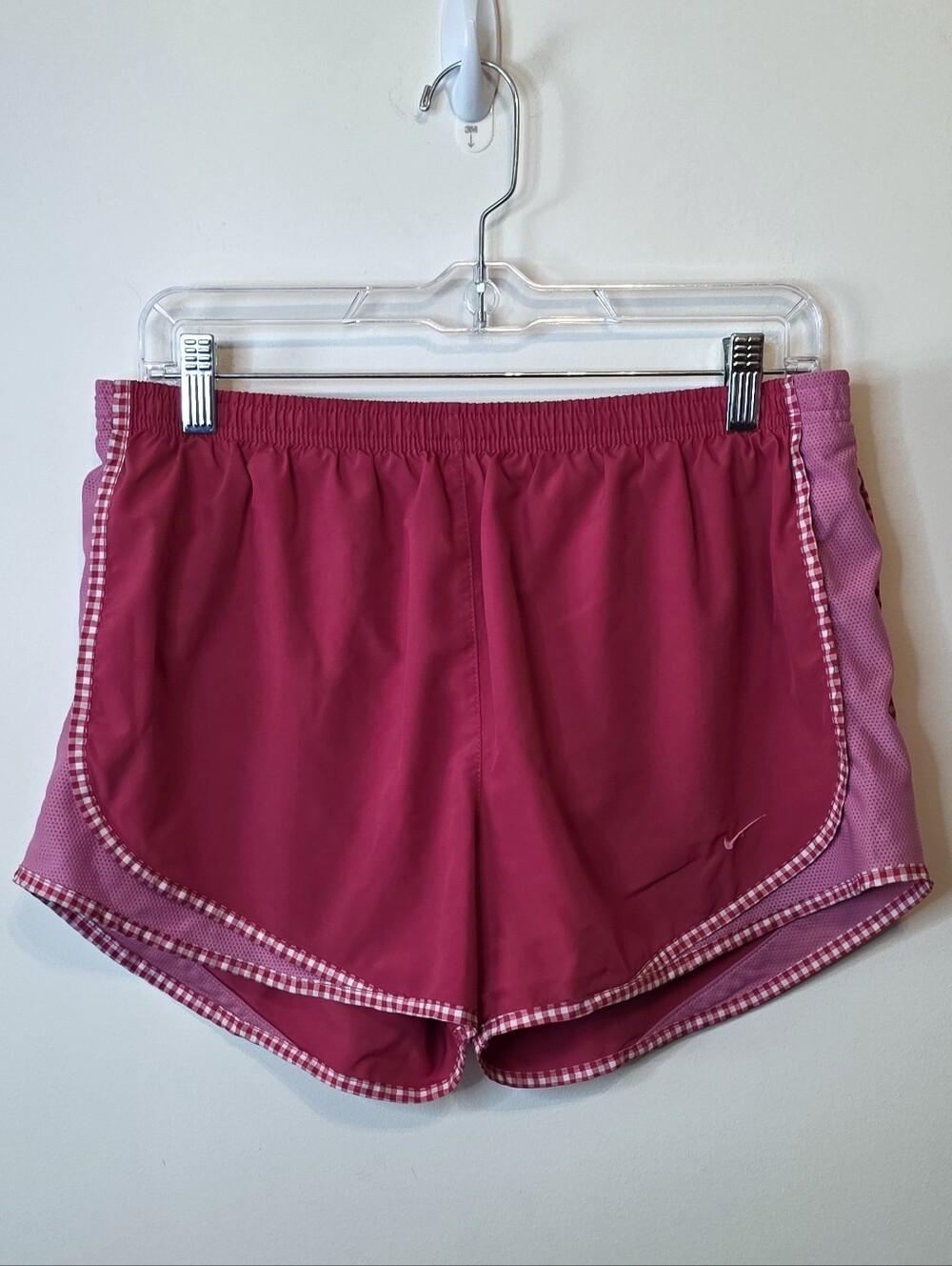 Nike Tempo Dri-Fit Running Shorts Pink Gingham Size Medium